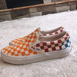 colorful vans , very cute and slightly worn